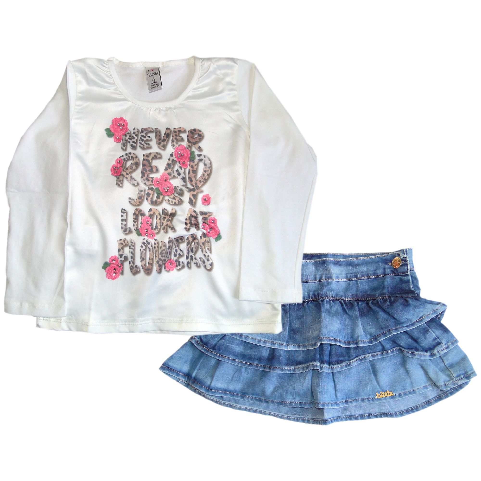 conjunto-menina-saia-rodada-jeans-e-camiseta-flores