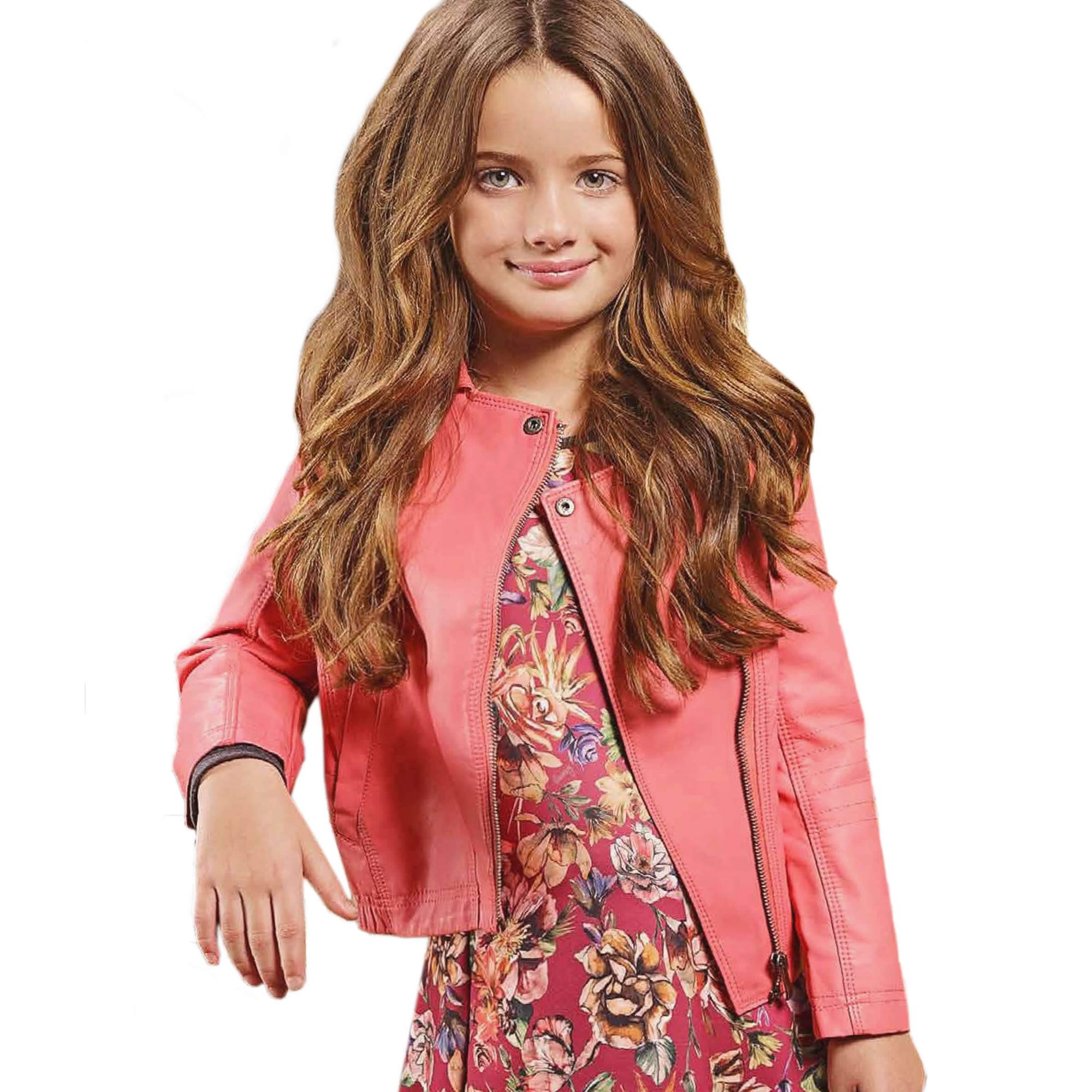 jaqueta de couro rosa bebe