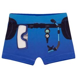 sunga-infantil-boxer-azul-mergulhador-scuba-diver-frente
