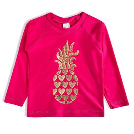 camiseta-infantil-protecao-solar-manga-longa-pink-abacaxi-dourado