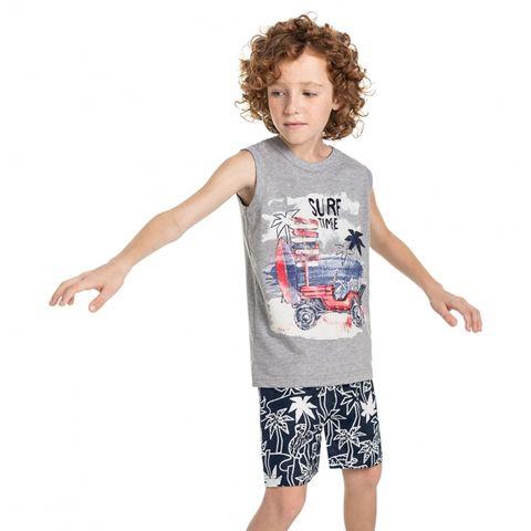 Conjunto Infantil Menina Verão kit com 1 blusa/regata + 1 bermuda tamanhos  P ao 14