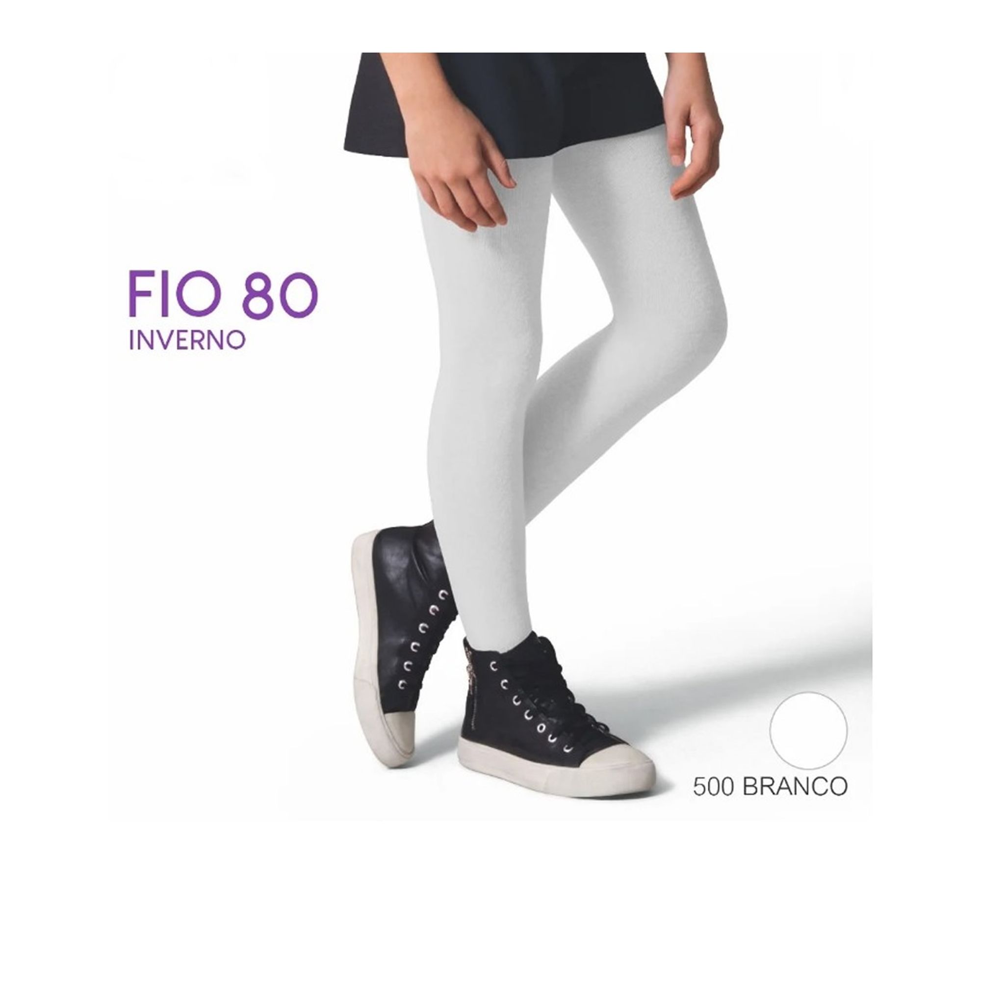 Meia Calça Infantil Branca Selene Fio 80 Inverno em Algodao M (5-8 anos)