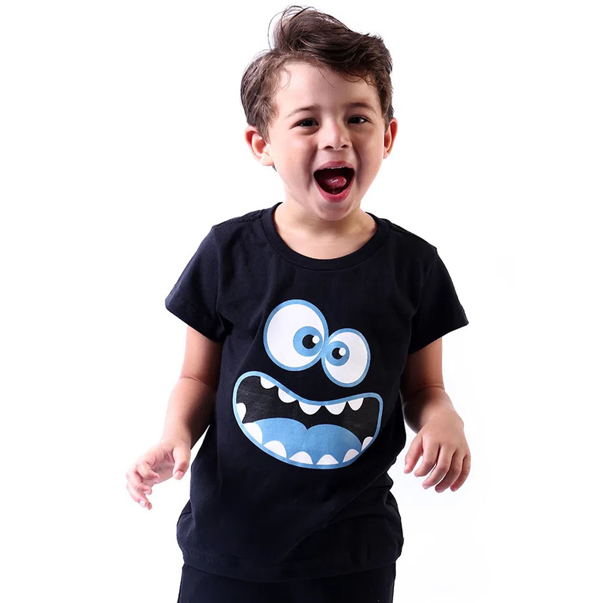 Camisa Infantil Manga Longa Flanela Xadrez Branca e Preta - EcaMeleca