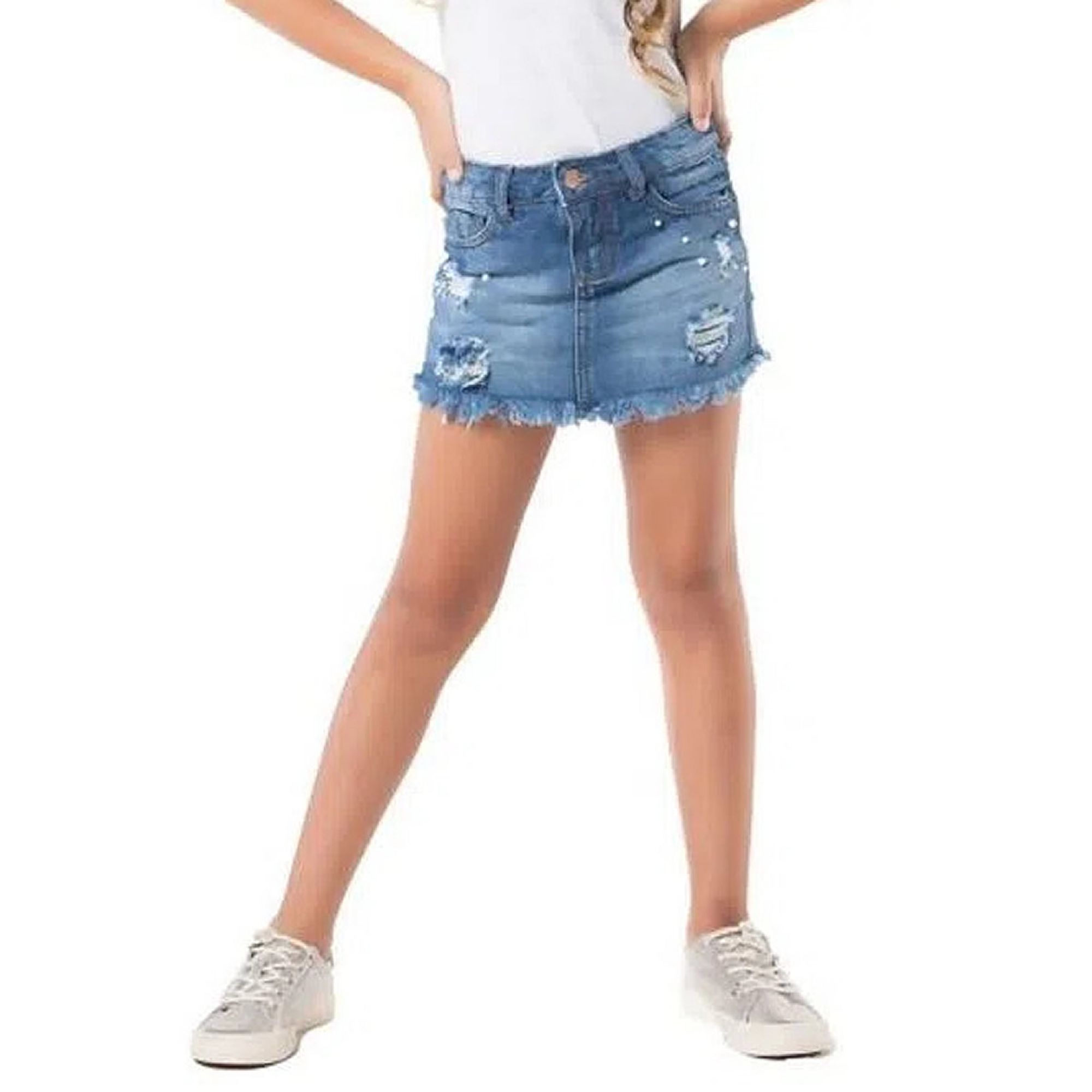 short-saia-meninas-jeans-rasgado-com-perolas-