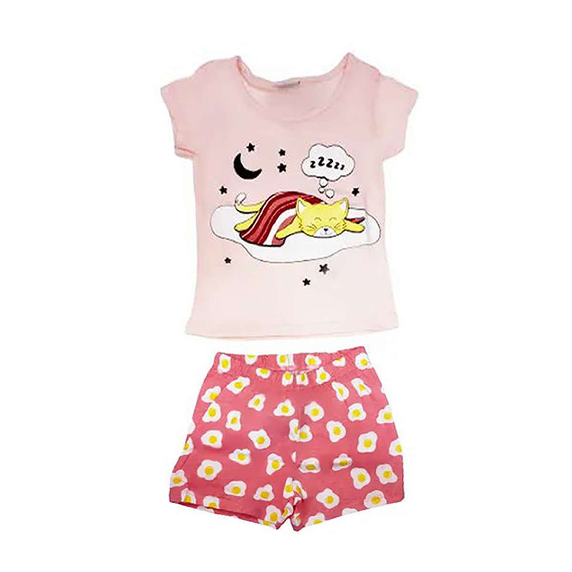 pijama-curto-infantil-meninas-rosa-gato-malha