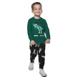 conjunto-infantil-moletom-sem-felpa-verde-e-preto-dino-tyranossauro