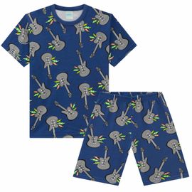 pijama-infantil-curto-meninos-malha-azul-guitarras