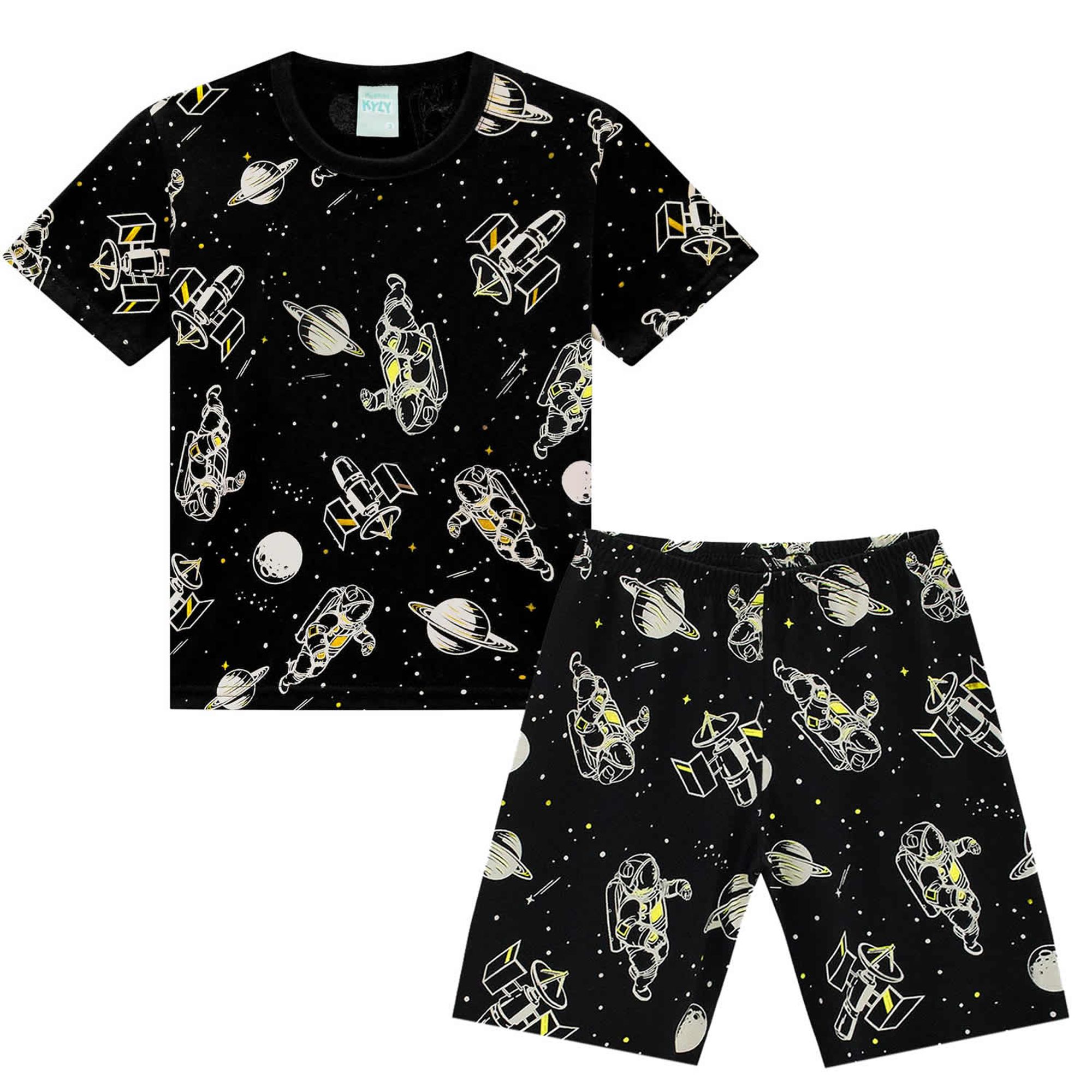 pijama-infantil-curto-meninos-preto-espaco-sideral