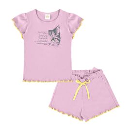 pijama-infantil-curto-rosa-gato-babadinhos-amarelos-2