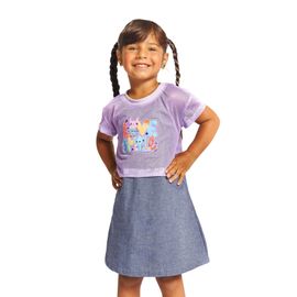 Conjunto-Infantil-Vestido-e-Cropped-Tela-Pop-Forura-Jeans-e-Roxo