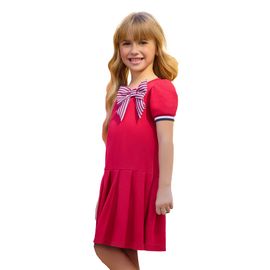 Vestido-Infantil-Vermelho-Rubi-Manga-Curta-Saia-Plissada-e-Laco-1