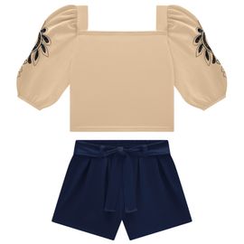 Conjunto-Infantil-Blusa-Amendoa-Mangas-Bufantes-e-Short-Marinho-2