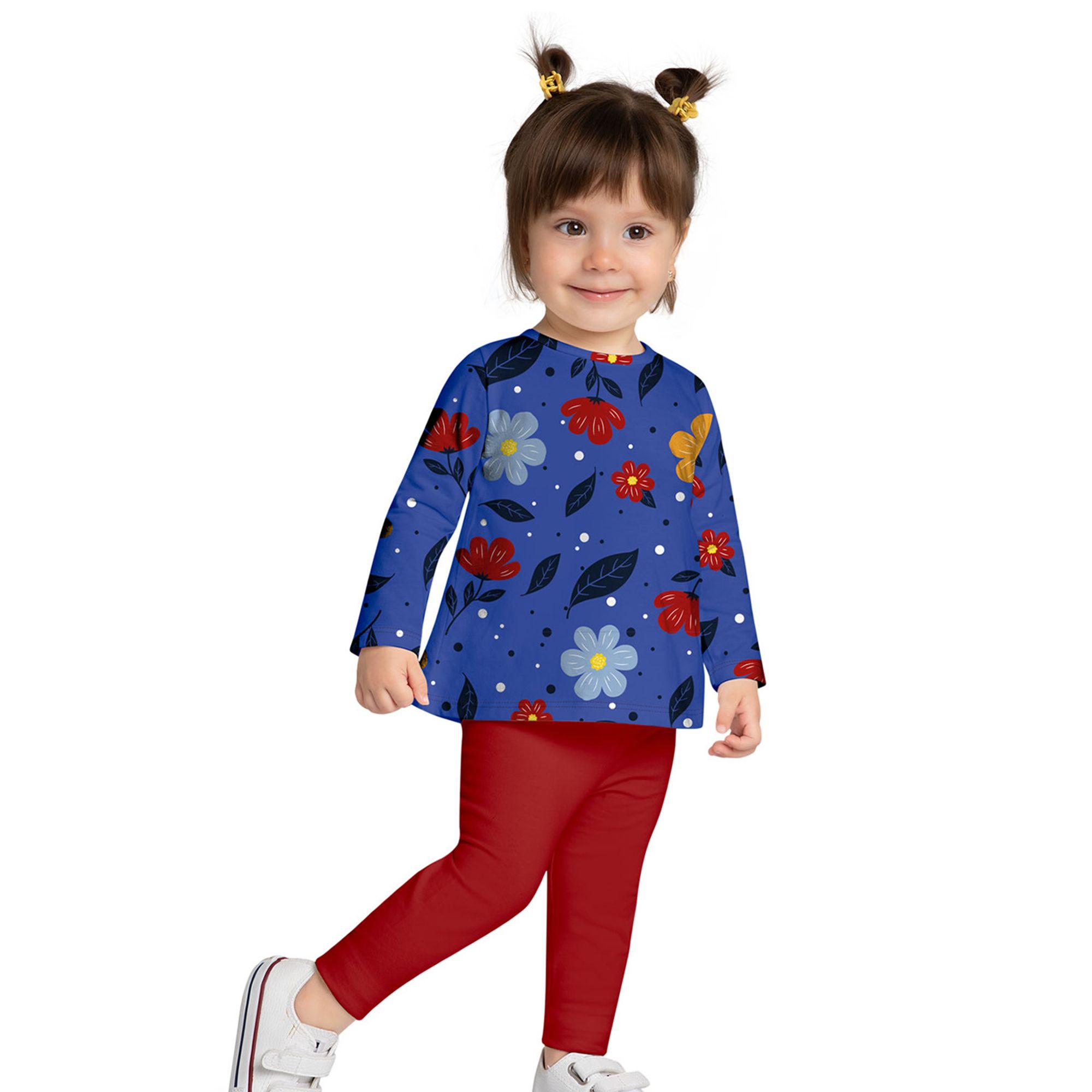 Conjunto-Meninas-Blusa-Manga-Longa-Azul-Flores-e-Legging-Vermelha-1