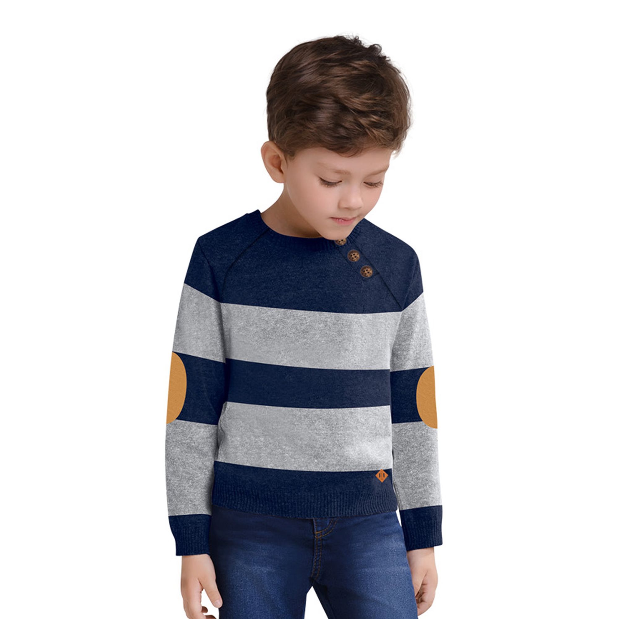 Casaco-Sueter-Meninos-Trico-Faixas-Azul-Marinho-e-Mescla-Milon-1