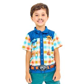 Camisa-Infantil-Junina-Manga-Curta-Segura-Peao-Azul