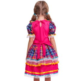 Vestido-Infantil-Junino-Bandeirinhas-Brilho-Xadrez-Pink-e-Azul-2