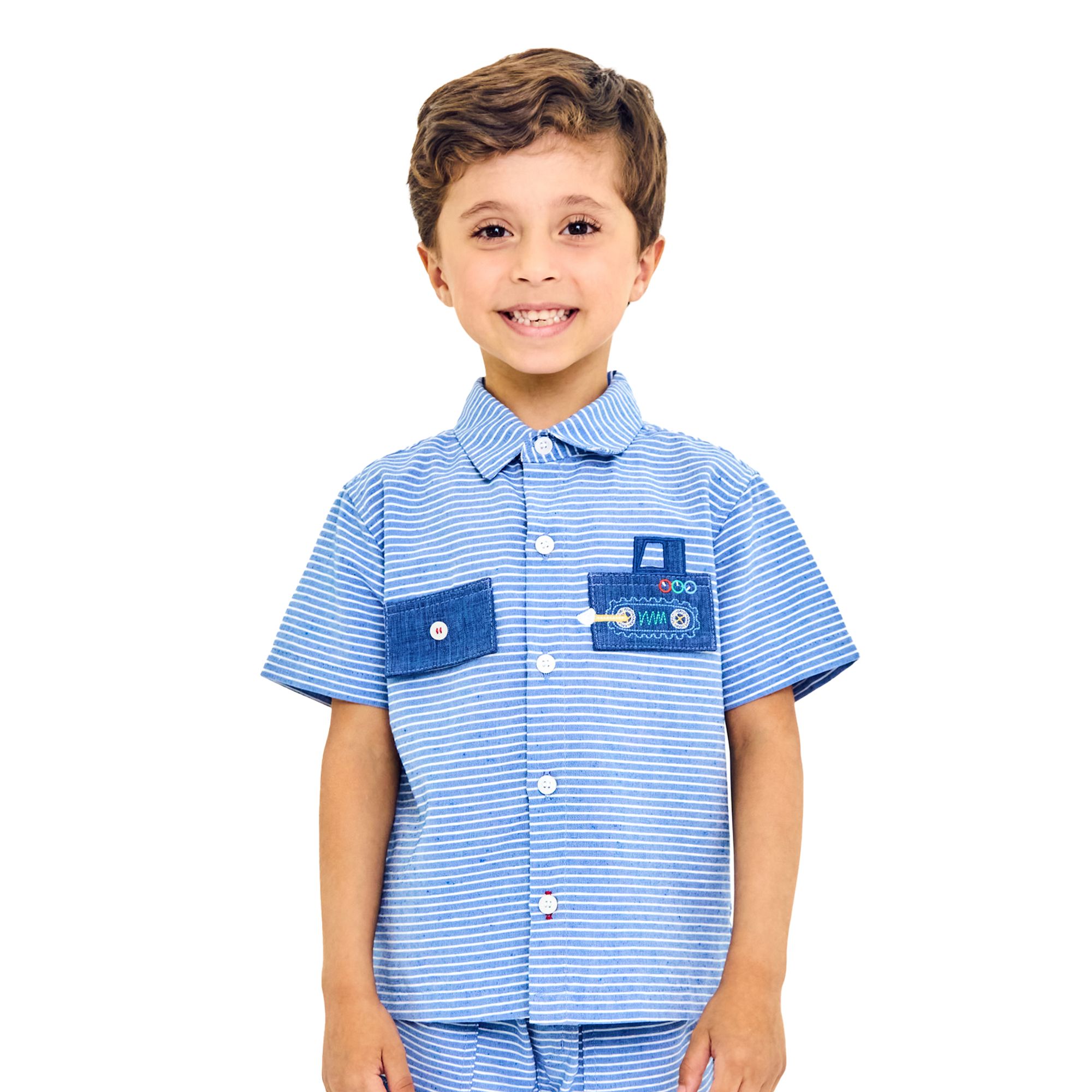 Camisa-Meninos-Manga-Curta-Ao-Trabalho-Listrada-Azul-1