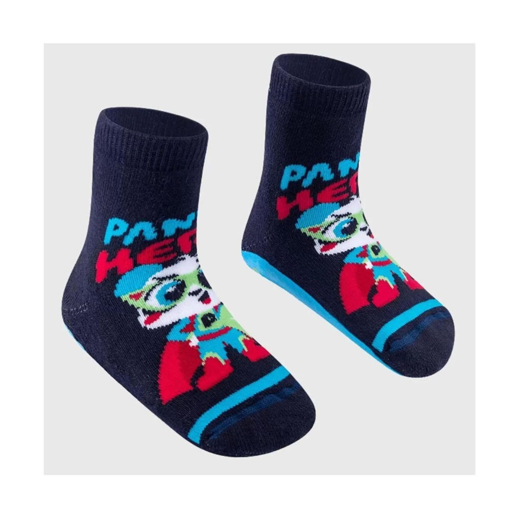 Meia-Infantil-Pansock-Soquete-Azul-Marinho-Panda-Hero-1