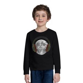 Camiseta-Infantil-Manga-Longa-Preta-Lua-Headphone-Kyly-