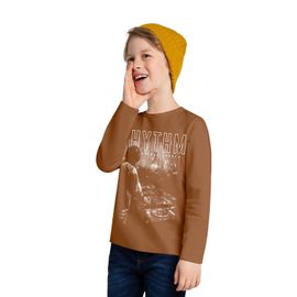 Camiseta-Infantil-Manga-Longa-Marrom-Avela-DJ-Rhythm-Kyly-1