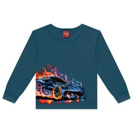 Camiseta-Infantil-Manga-Longa-Carro-em-Chamas-Azul-Petroleo-2