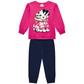 -	Conjunto-Meninas-Moletom-Blusao-Pink-Dalmata-e-Calca-Azul-Marinho-1