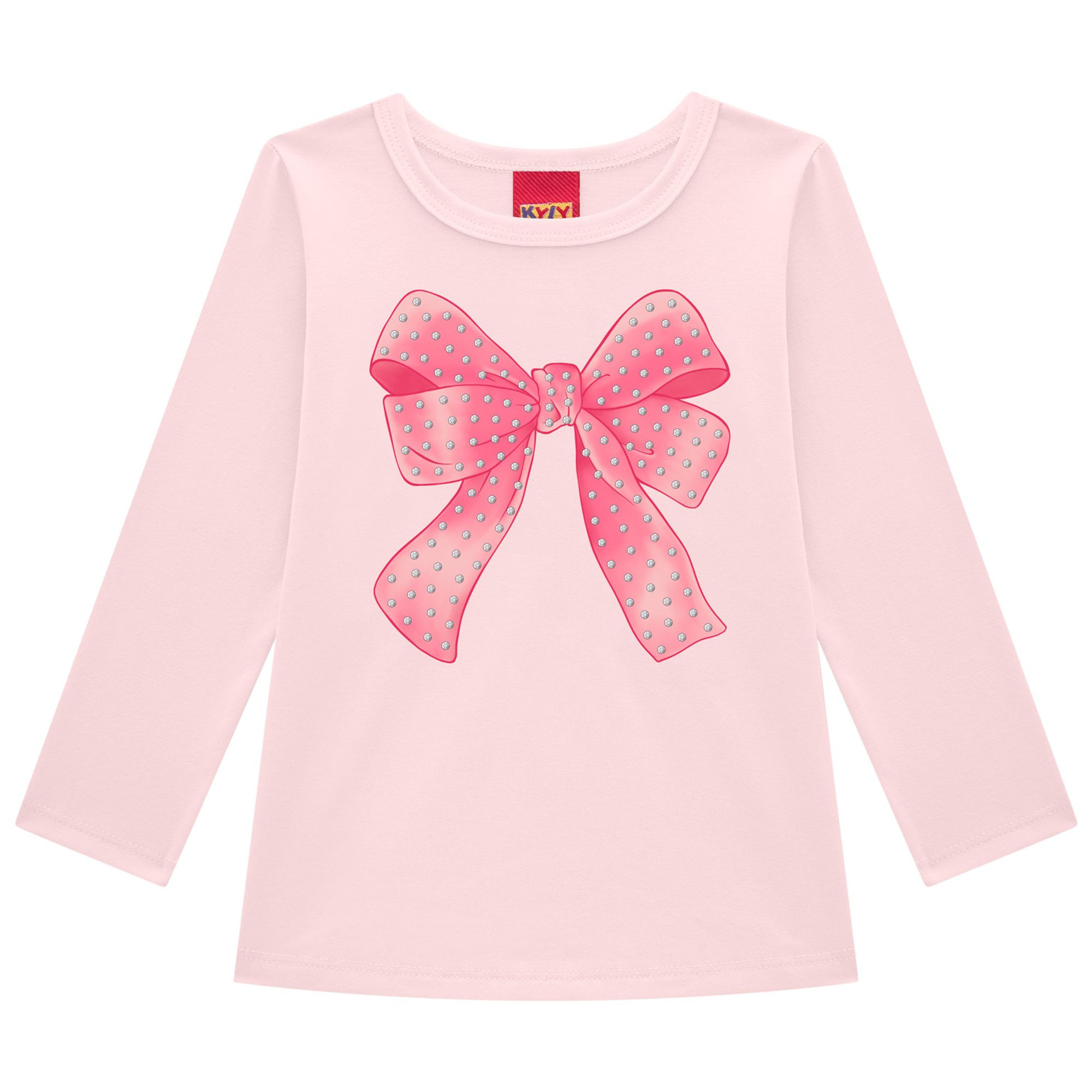Blusa-Meninas-Manga-Longa-Malha-Rosa-Sorbet-Grande-Laco-Kyly