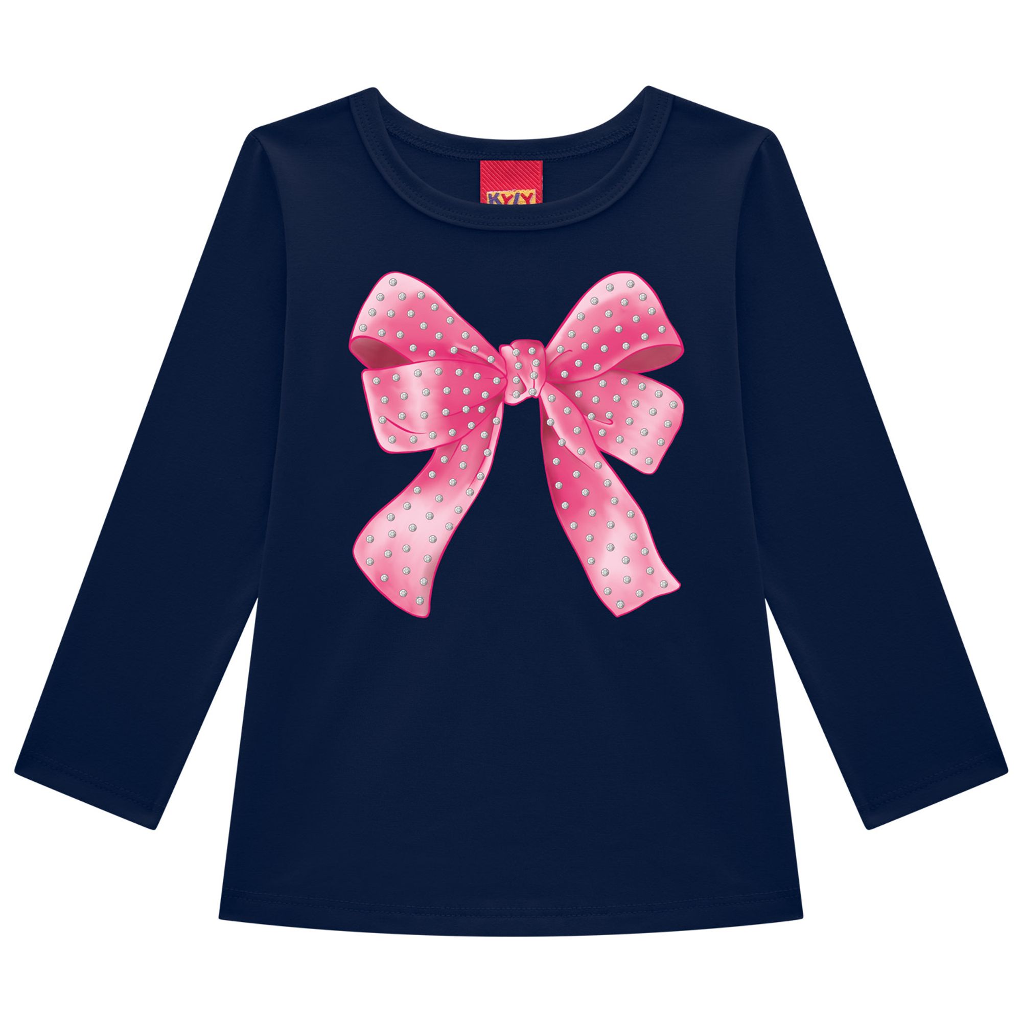 blusa-meninas-manga-longa-malha-azul-marinho-grande-laco