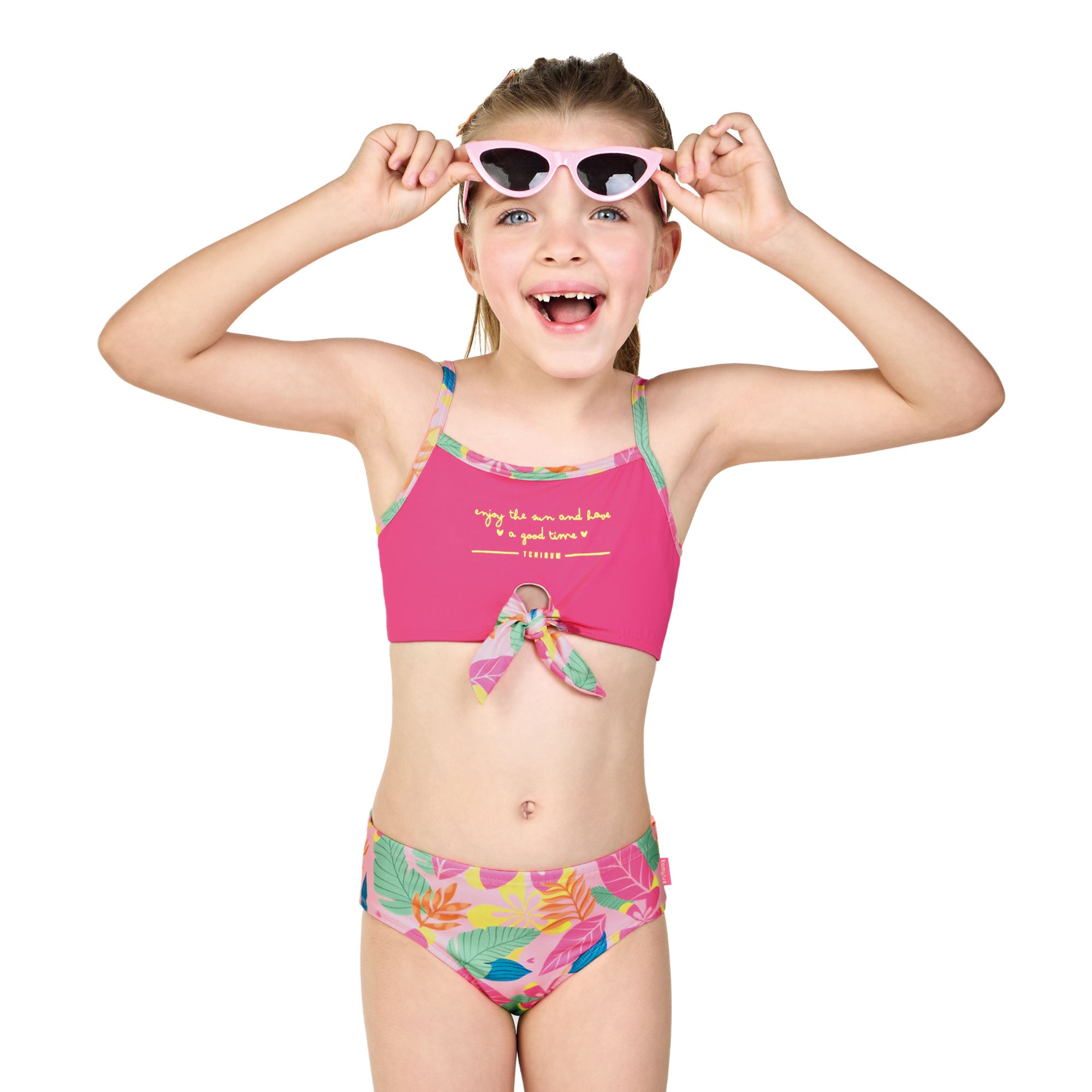 Biquini-Infantil-Top-Amarra-Rosa-Neon-e-Calcinha-Estampa-Tropical-1