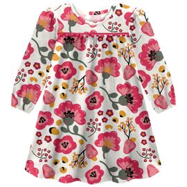 Vestido-Infantil-Manga-Longa-Malha-Off-White-Flores-Rosas