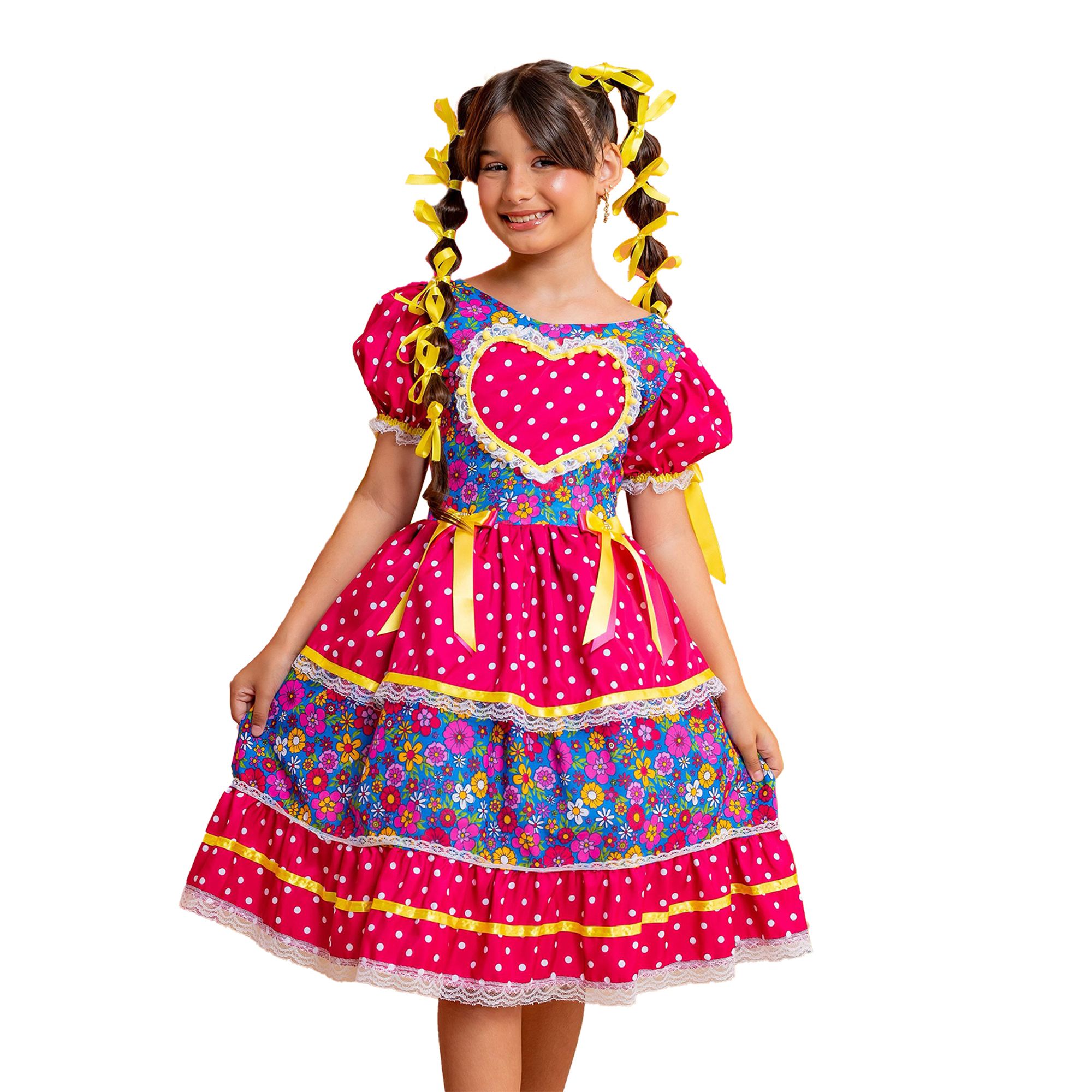 Vestido-Infantil-Junino-Coracao-Rosa-Carmim-e-Florzinhas-1