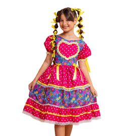 Vestido-Infantil-Junino-Coracao-Rosa-Carmim-e-Florzinhas-1