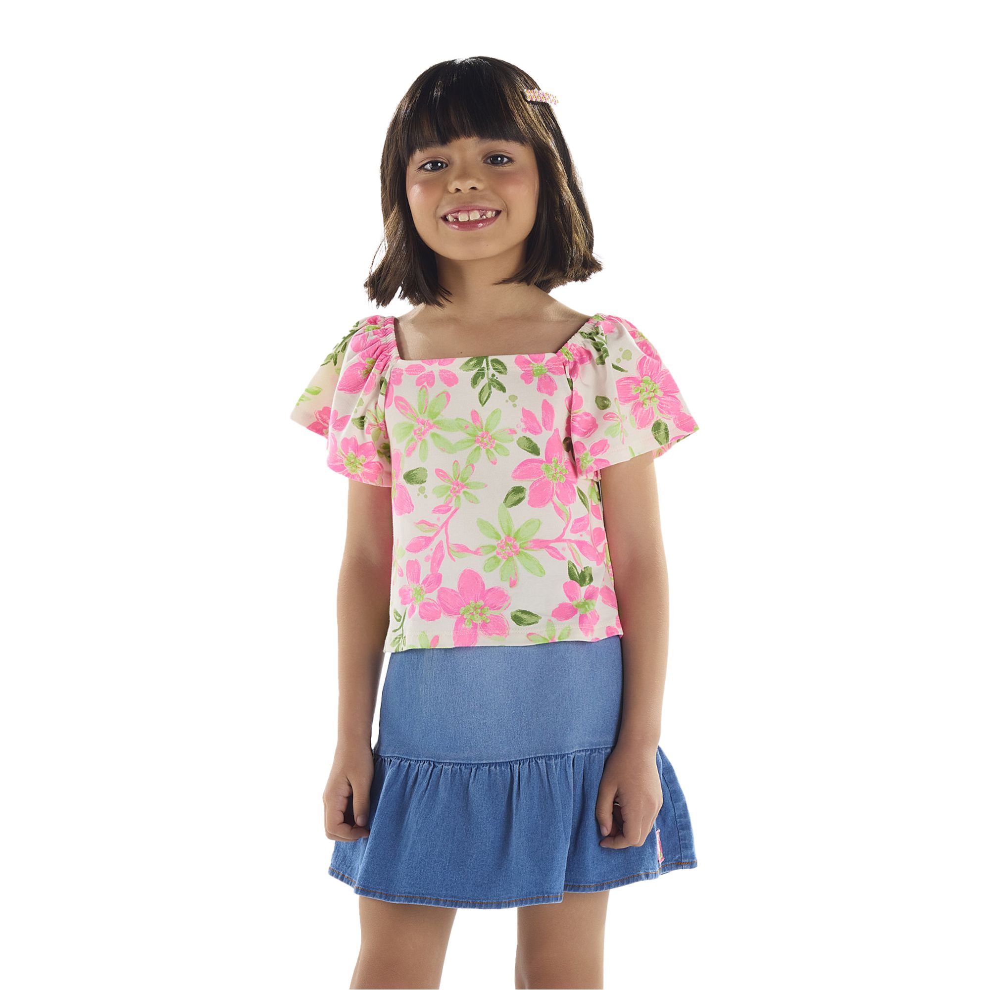 Conjunto-Meninas-Blusa-Cotton-Floral-Rosa-e-Saia-Jeans-1