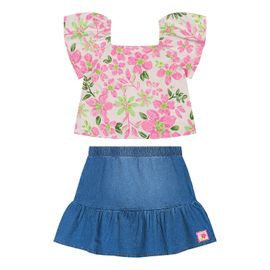 Conjunto-Meninas-Blusa-Cotton-Floral-Rosa-e-Saia-Jeans-2