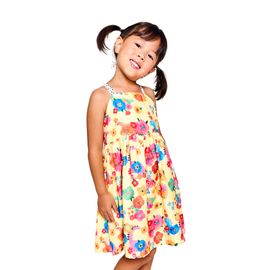 Vestido-Infantil-Frente-Unica-Amarelo-Bosque-de-Dinos-Alphabeto-1