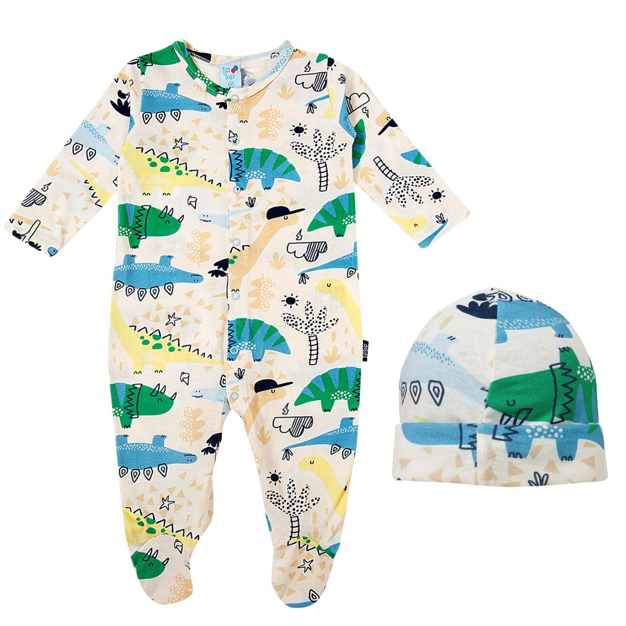 Macacao-Bebe-Longo-com-Touca-Suedine-Off-White-Dinossauros-1