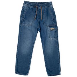 Calca-Infantil-Jeans-Escuro-Cargo-com-Elastico-na-Cintura-2