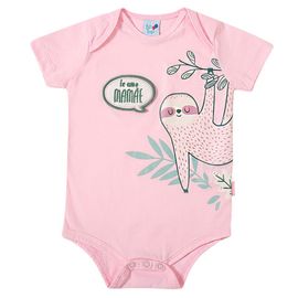 Body-Bebe-Manga-Curta-Rosa-Bicho-Preguica-com-Adesivo-3D-1
