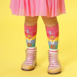 Meia-Infantil-3-4-Love-Flower-Listras-Rosa-Cantarola-1