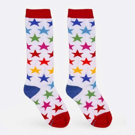 Meia-Infantil-3-4-Branca-Estrelas-Coloridas-Arco-Iris-Cantarola-2