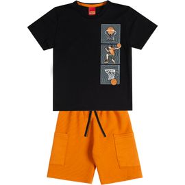 Conjunto-Infantil-Camiseta-Preta-Basquetebol-e-Bermuda-Laranja-2