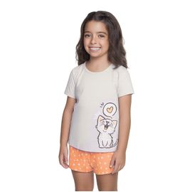 Pijama-Curto-Meninas-Malha-Amor-de-Gatinha-Off-White-e-Laranja-1