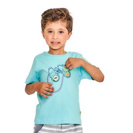 Camiseta-Infantil-Manga-Curta-Turquesa-Passeio-Divertido
