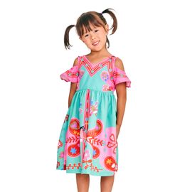 Vestido-Infantil-Rosa-e-Esmeralda-Um-Dia-de-Borboleta-1