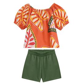 Conjunto-Infantil-Blusa-Cropped-Laranja-Folhas-e-Short-Verde-Nanai-2