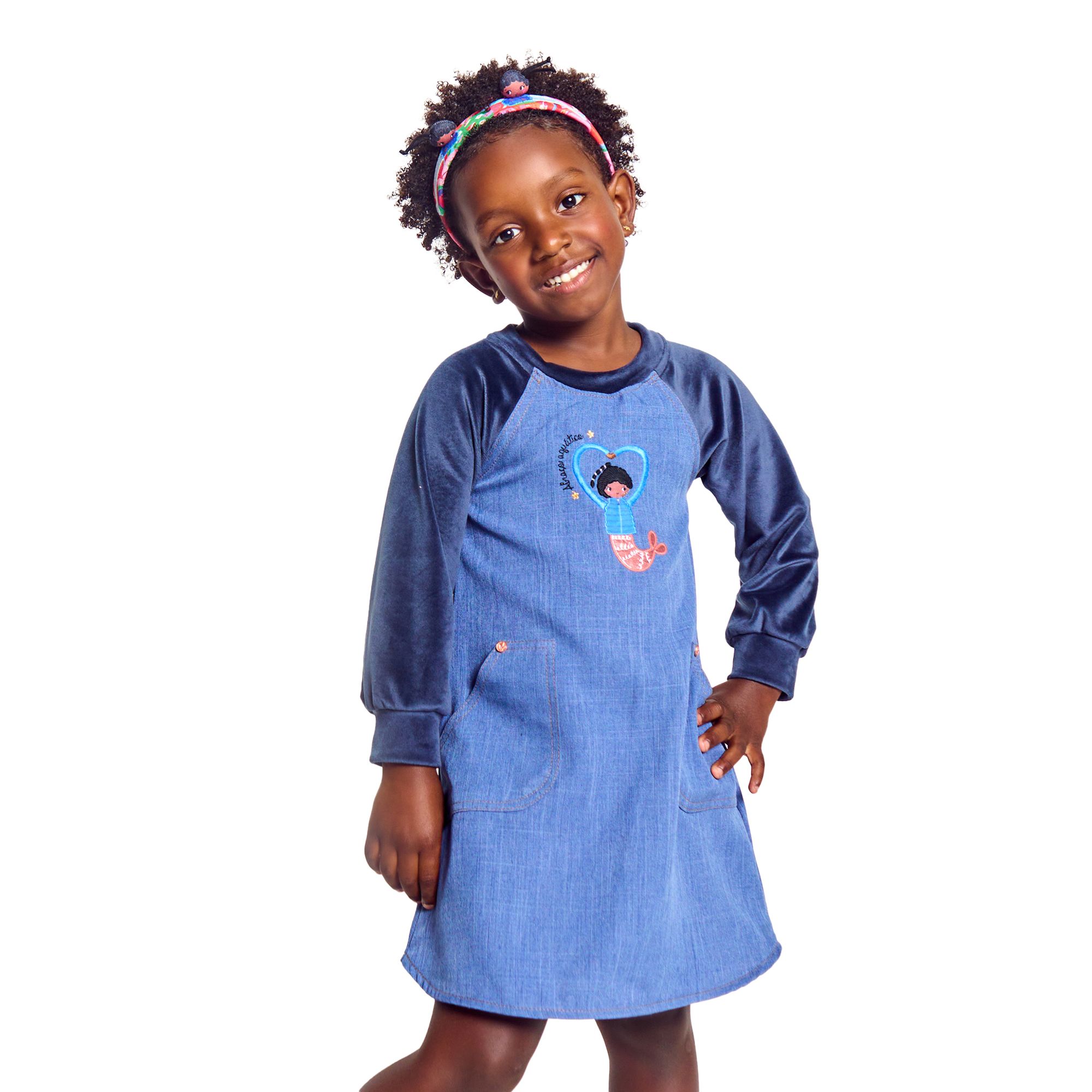 Vestido-Infantil-Manga-Longa-Azul-Marinho-Bosque-Aquatico-1