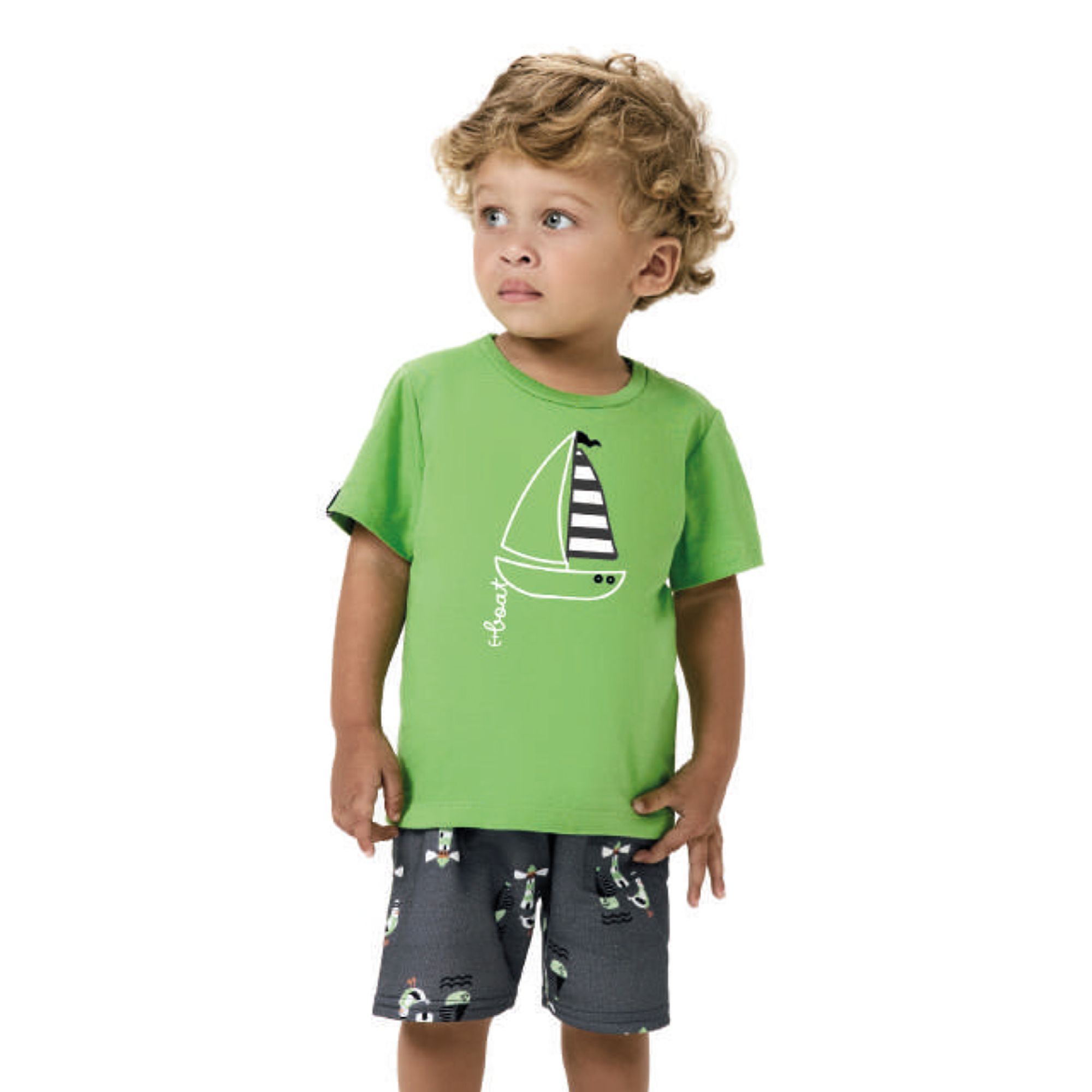 -	Conjunto-Infantil-Camiseta-Verde-Veleiro-Bordado-e-Bermuda-Chumbo-1
