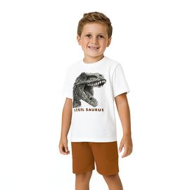 Conjunto-Infantil-Camiseta-Branca-Dinossauro-Prateado-e-Bermuda-Avela-1
