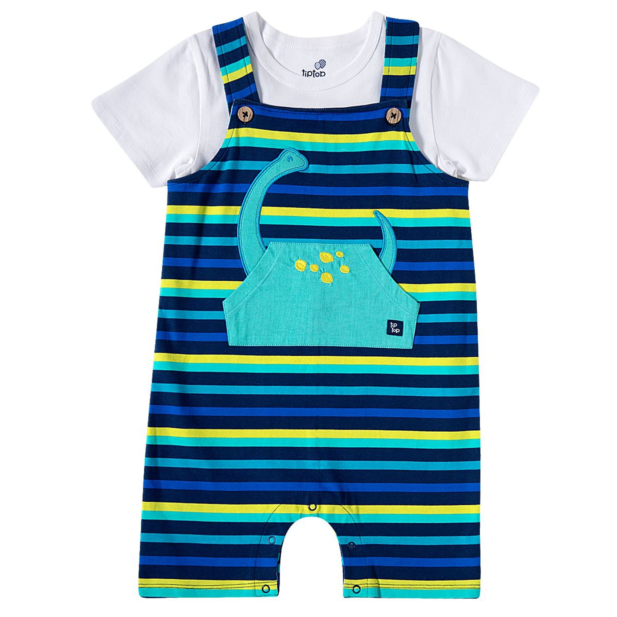 Jardineira-Meninos-com-Camiseta-Manga-Curta-Cotton-Listrado-Azul-Dino-1