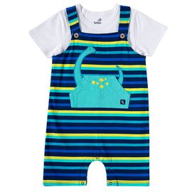 Jardineira-Meninos-com-Camiseta-Manga-Curta-Cotton-Listrado-Azul-Dino-1